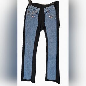 Bejeweled by Susan Fixel Pants Women Large Flare Sweatpants Rhinestone Y2K Denim